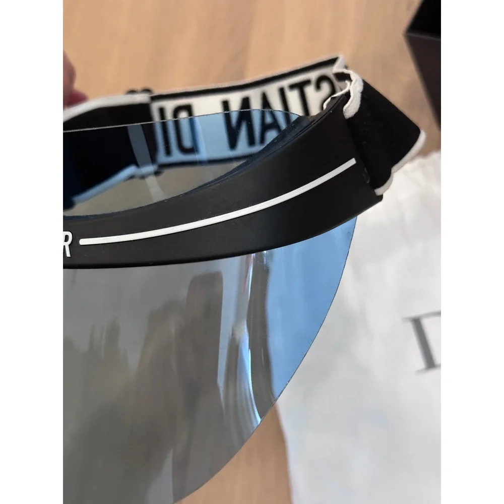 Christian Dior Club1 J'ADIOR Blue Visor Sunglasses Black White Logo Strap